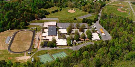 An aerial view of the East Forsyth High School campus
